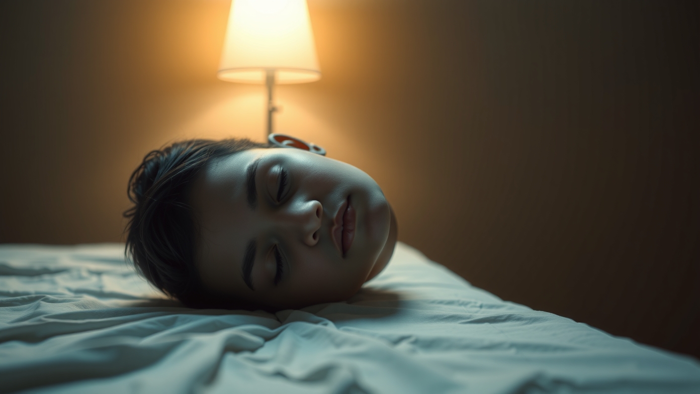 Fáradt fiatal pihen a világos szobában, a stressz jeleként.