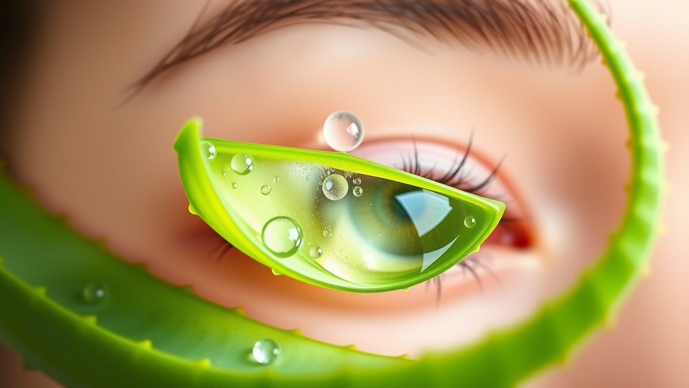 Aloe vera levél és szem, hidratáló hatás szemirritáció segítésére.