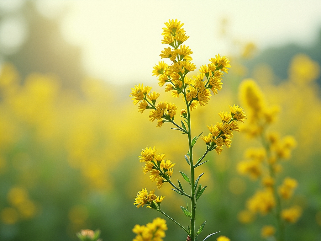 Aranyvessző virág a természetben, sárga színnel.