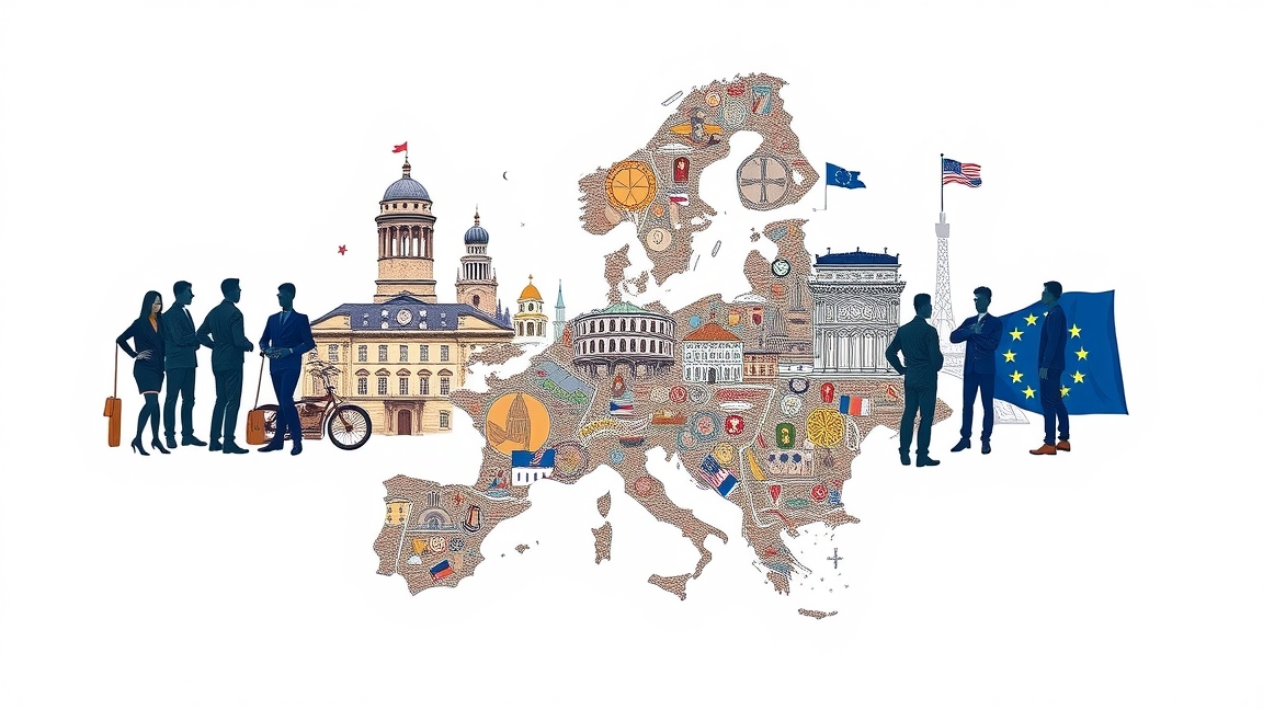 Az Európai Unió fő intézményei és alapelvei a térképen.