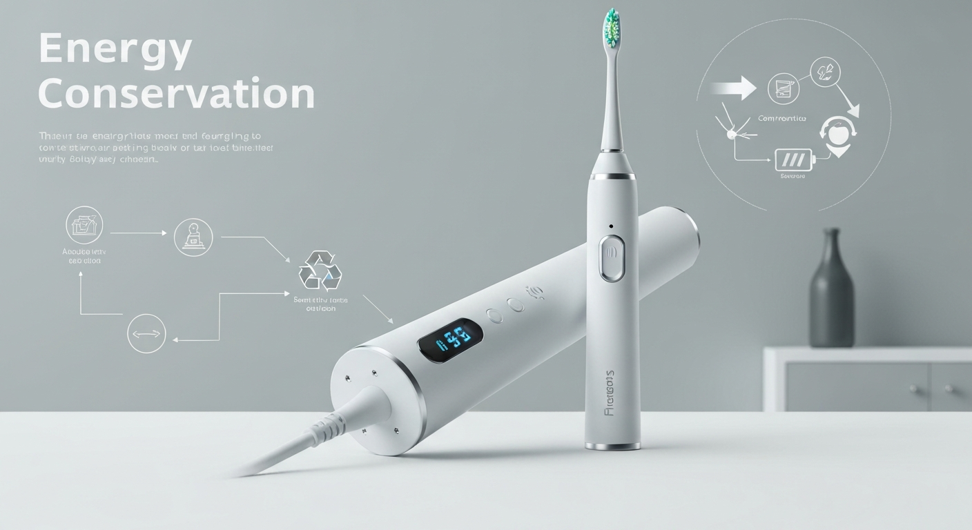 Egy modern elektromos fogkefe és töltő, energiatakarékos funkciókkal.