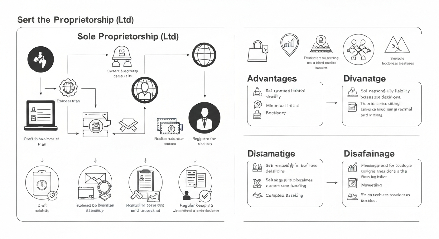 A képen a Sole Proprietorship (Kft) folyamata látható, grafikus elemekkel.