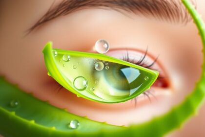 Aloe vera levél és szem, hidratáló hatás szemirritáció segítésére.