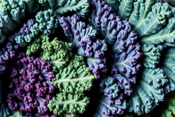 Színpompás kelkáposzta levelek: egészséges tápanyagforrás.