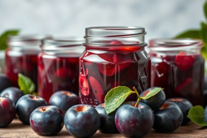 Szilvalekvár és friss szilvák az asztalon