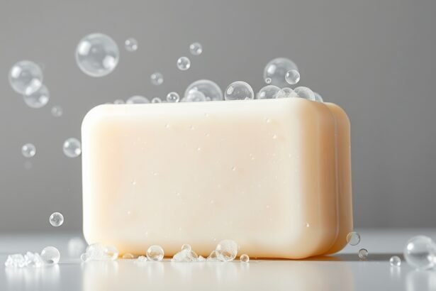 Szappan habzó buborékokkal, a bőr egészségéért és higiéniájáért.