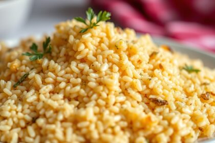 Kuszkusz tál egészséges köretként friss fűszerekkel díszítve