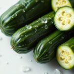 Friss uborka, vízcseppekkel a felületén, egészséges tápanyagok forrása.