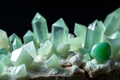 Szép jadeit kristályok különböző formákban és színekben