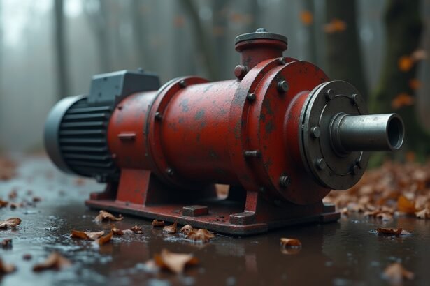 Orosz búvárszivattyú részlete a természetben, ködös háttérrel.