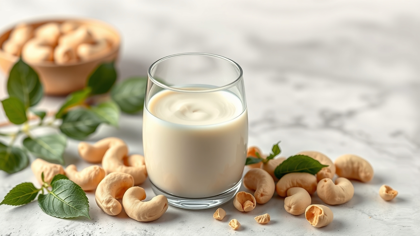 Kesudiótej és kesudió, növényi ital látványra