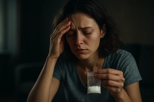 Fáradt nő PMA-val kapcsolatos egészségügyi problémákkal