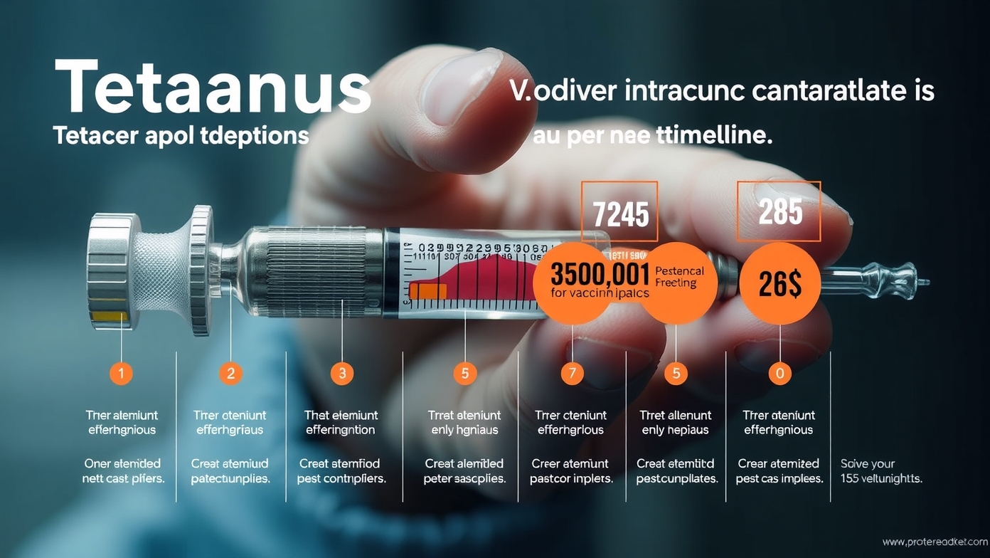 Tetanusz oltás és immunizálás fontos információk egy injekciós tű mellett.