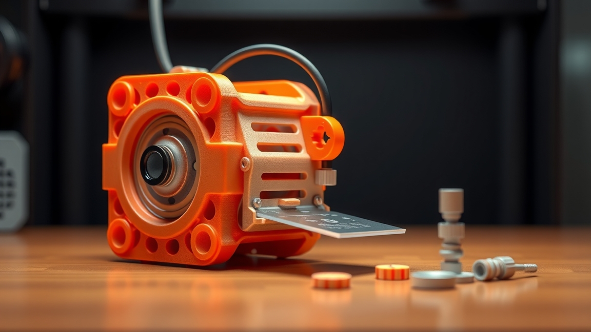 3D nyomtatott motor alkatrész asztalon