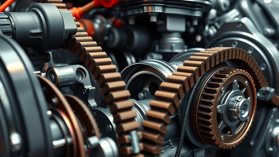 Bordásszíj motor alkatrészek közelről