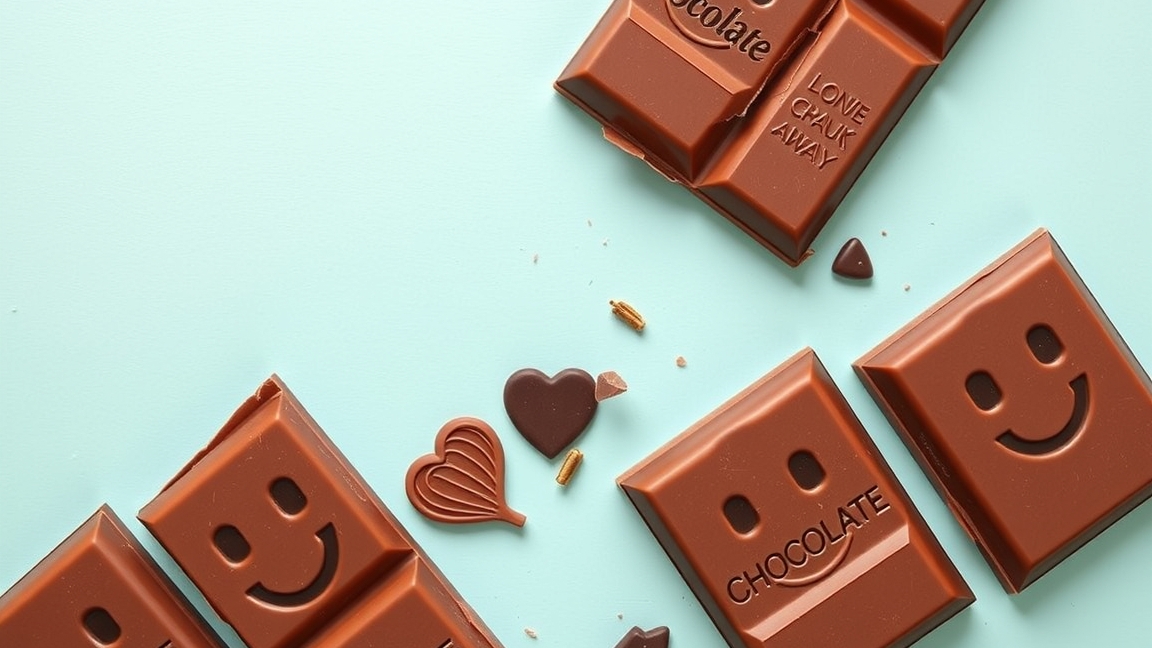 Tábla csokoládé aranyos mintával és szív alakú csokik.