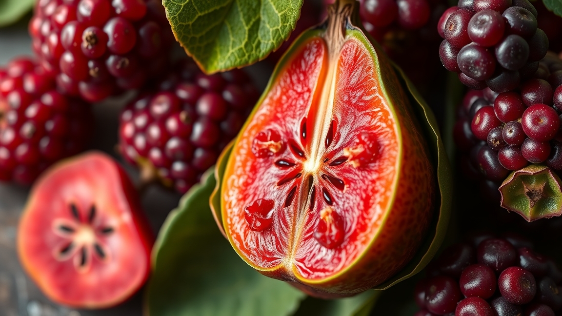 Friss datolyaszilva és bogyós gyümölcsök egy tálban.