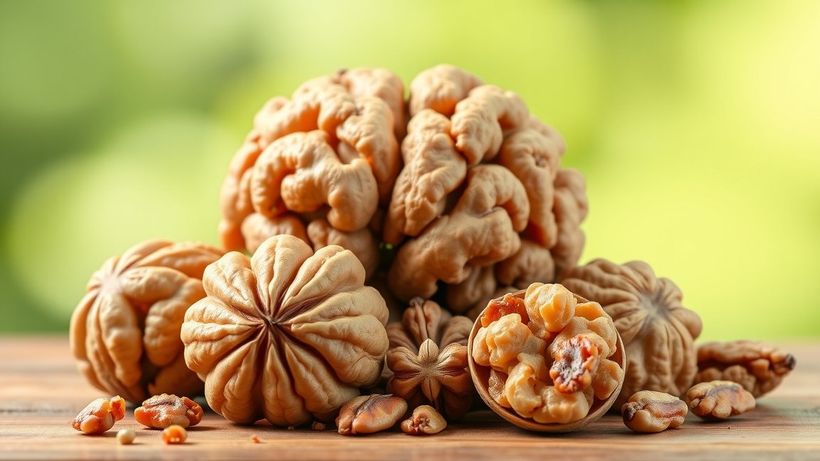 Friss diók, amelyek gazdag omega-3 zsírsavakban és antioxidánsokban.