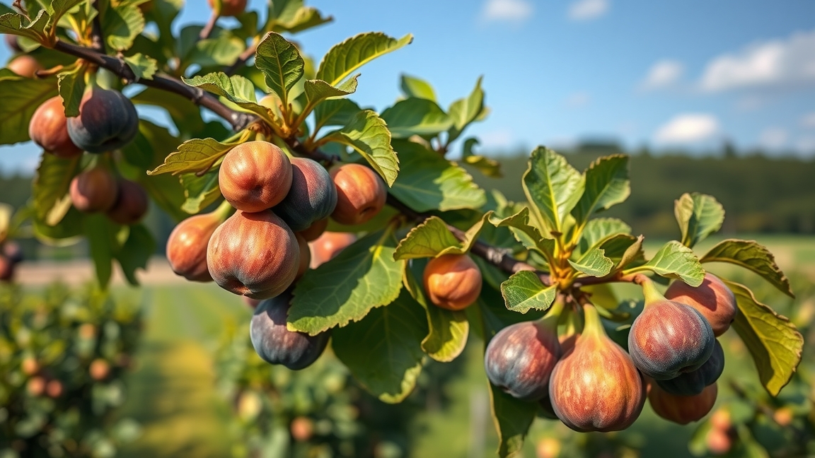 Érett fügék a fán, egészséges táplálkozás forrása