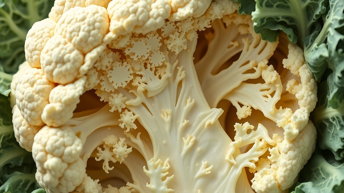 Friss karfiol részlete, a zöldségek egészségi kockázataival.
