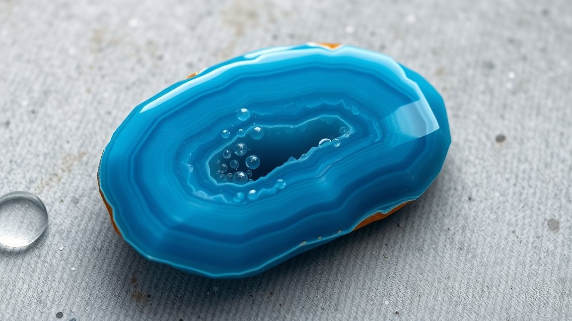 Kék achát kristály, nyugtató energia és harmónia szimbóluma.