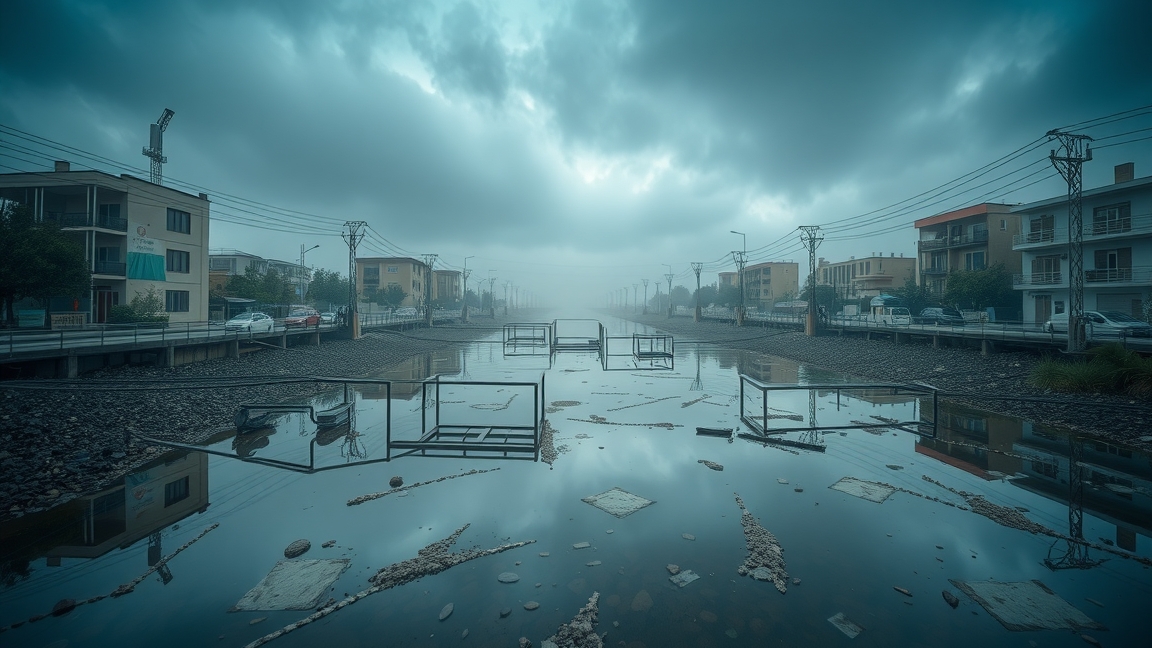Kezeletlen szennyvíz hatásai egy városi környezetben.