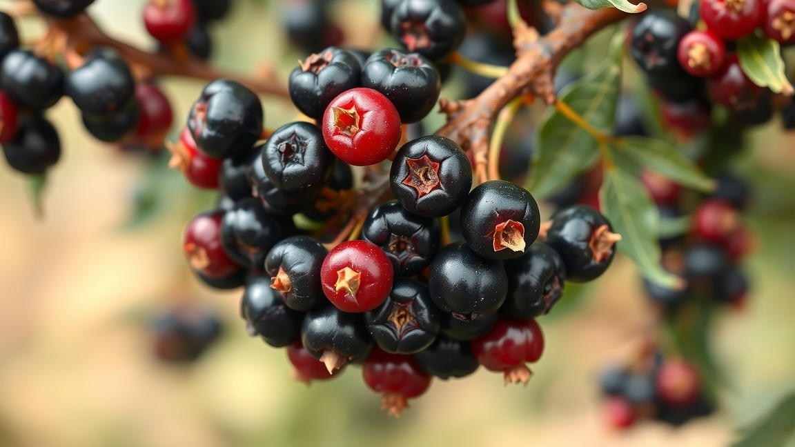 Friss kökénybogyók, gazdag C-vitaminban és antioxidánsokban.