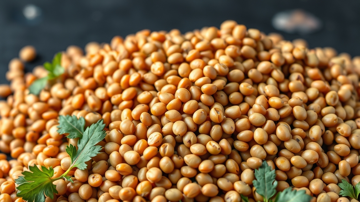 Lencse magok friss zöld fűszerekkel díszítve