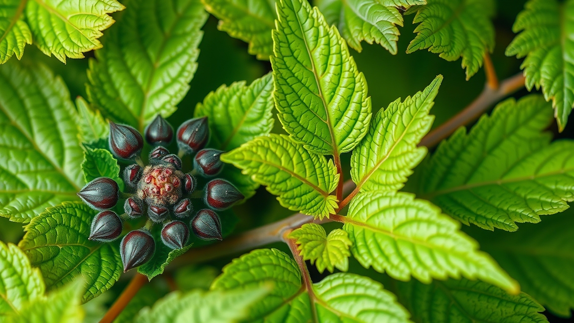 Perilla növény levelei és virága, gazdag tápanyagokban