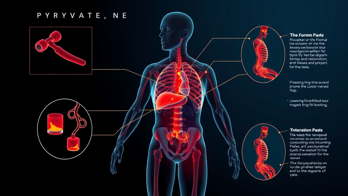 Ábra a piruvát hatásáról az emberi szervezetre és anyagcserére.