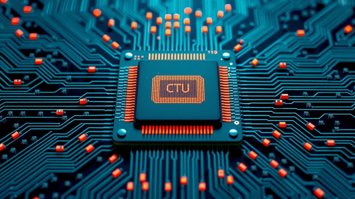 Processzor és áramkör a számítógép belső működésének bemutatására.