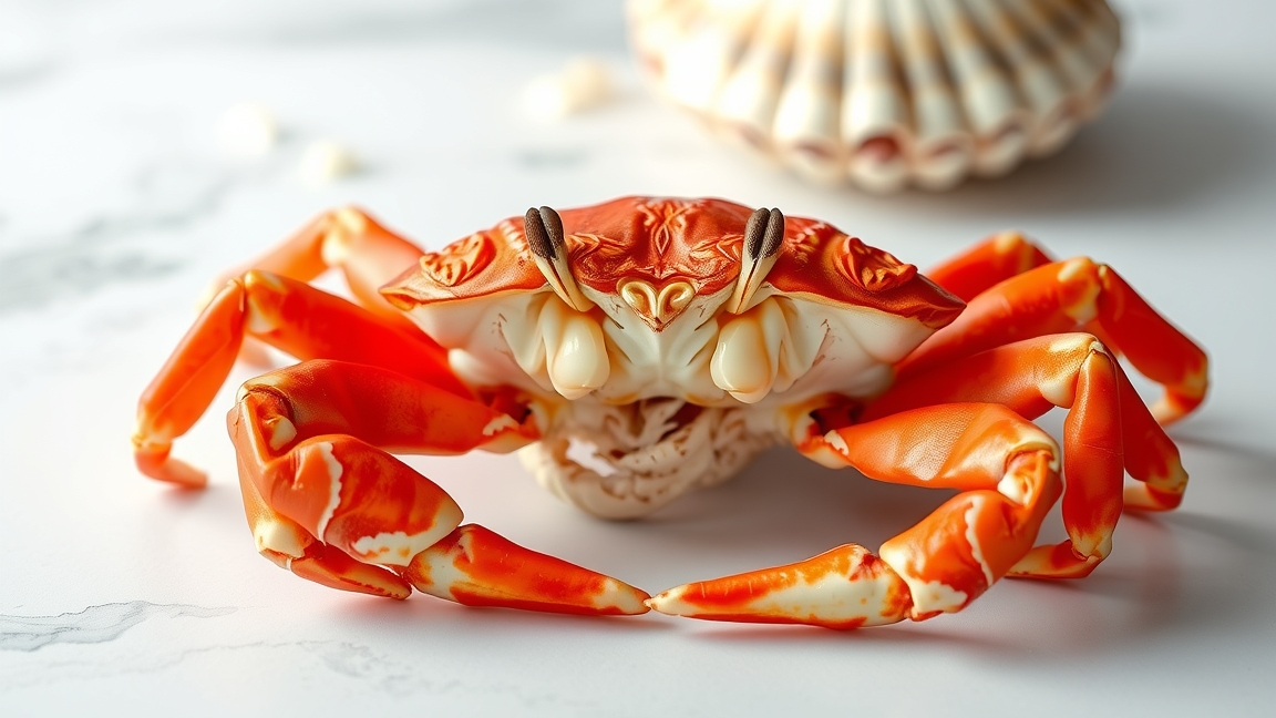 Rákkitinvonat díszes rák a márvány asztalon