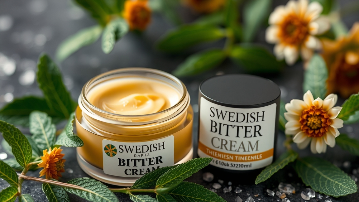 Svédkeserű krém bőrnyugtató és keringést serkentő hatással.