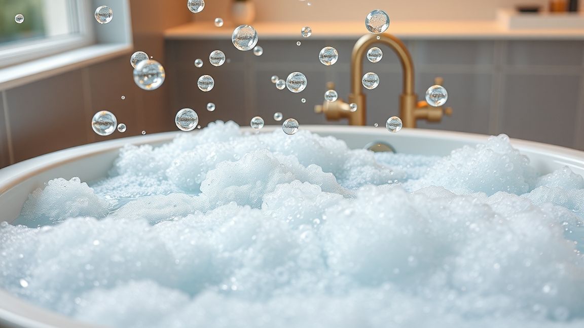 Szénsavas fürdő buborékok, amelyek javítják a keringést és a közérzetet.