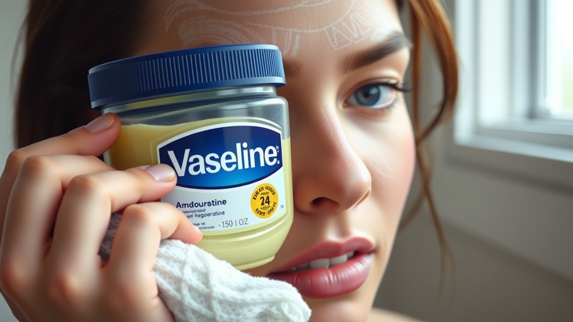 Nő vazelinnel a bőrápolásban