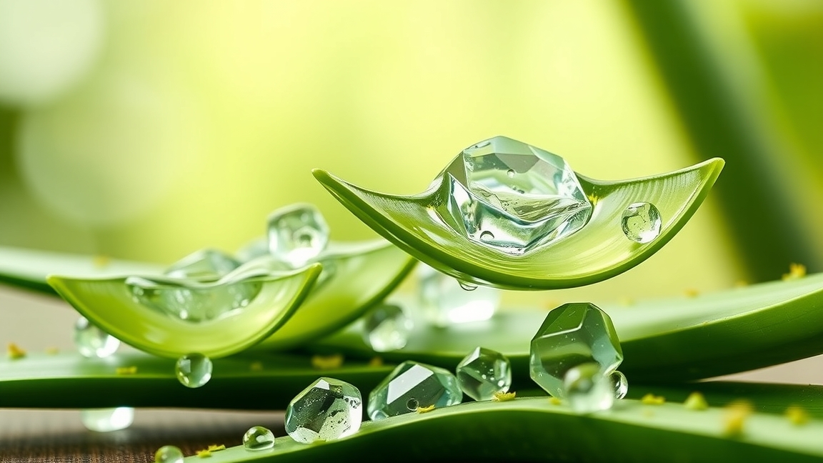 Friss aloe vera gél csepp az aloe vera levélben