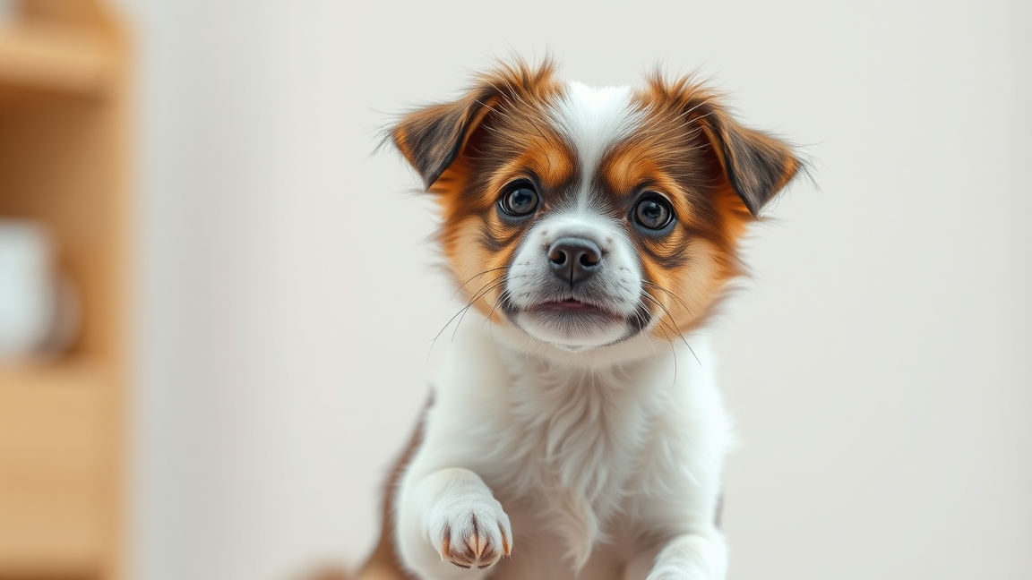 Aranyos kis kutya közelről, érdeklődve néz a kamerába.