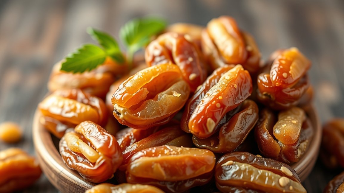 Aszalt datolya tálban, egészséges nassolás