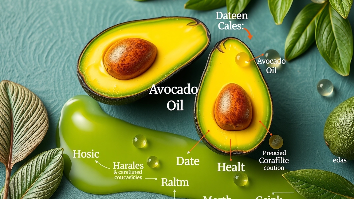 Friss avokádó és avokádóolaj, egészségügyi és bőrápolási előnyökkel.