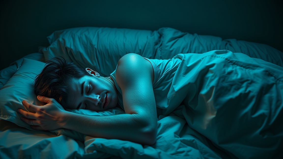 Alvásmegvonás hatásai – fiatal pihen egy sötét szobában.