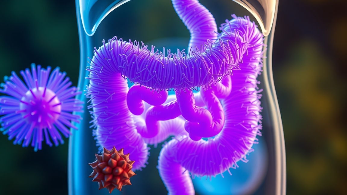 Bélflóra és jótékony bélbaktériumok ábrázolása inulin hatásaira.