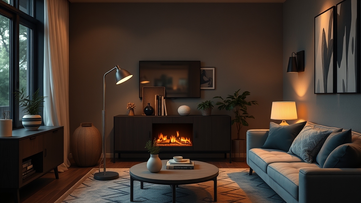 Modern érintőkapcsolós lámpák a stílusos nappaliban