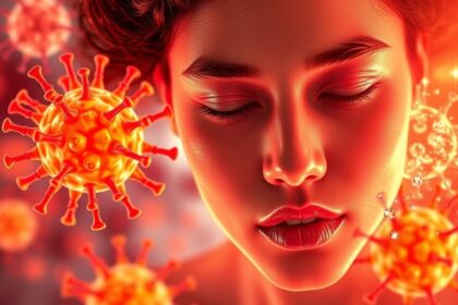 Fiatal nő arca koenzim Q10 és antioxidáns hatásokkal