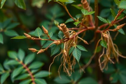 Ginzeng növény részletei, természetes potencianövelő.