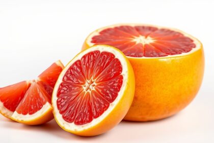 Friss grapefruit szeletek, gazdag C-vitaminnal és antioxidánsokkal.