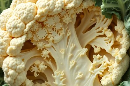 Friss karfiol részlete, a zöldségek egészségi kockázataival.