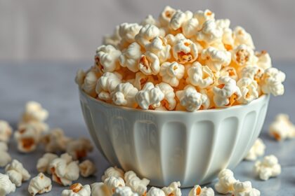 Friss pattogatott kukorica egy tálban.