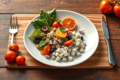 Friss vegetáriánus saláta zöldségekkel és gyümölcsökkel