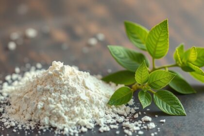 Venter por és friss zöld levelek egészséges táplálkozáshoz.