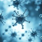 Mikroszkopikus nézet vírusok és kórokozók a háttérben